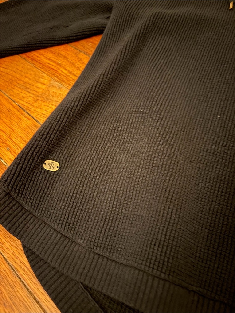 Lauren Ralph Lauren hoodie sweater sweatshirt womens XL black knit runs small - Picture 10 of 14